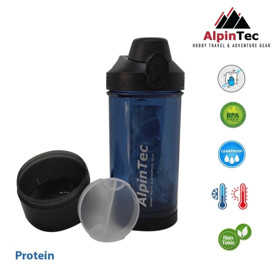AlpinTec Protein Shaker 550 ml Blue – Shaker Bottle with Metal Ball