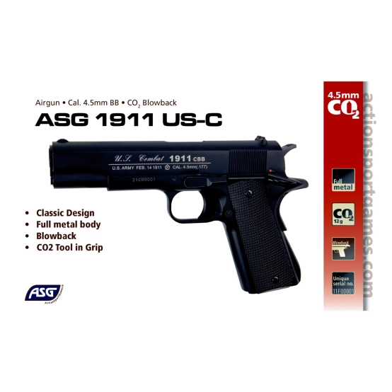 Αεροβόλο ASG 1911 US-C MS BLK 4.5 mm 2