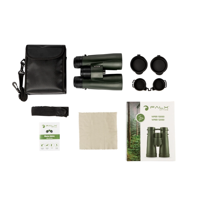 Falx Optics Viper 10x50 HD – HD Binoculars with BAK4 Prisms & FMC Coated Optics