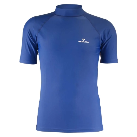 Vaquita Men’s Blue Rashguard – Short Sleeve, UPF 50+, Quick‑Dry Fabric