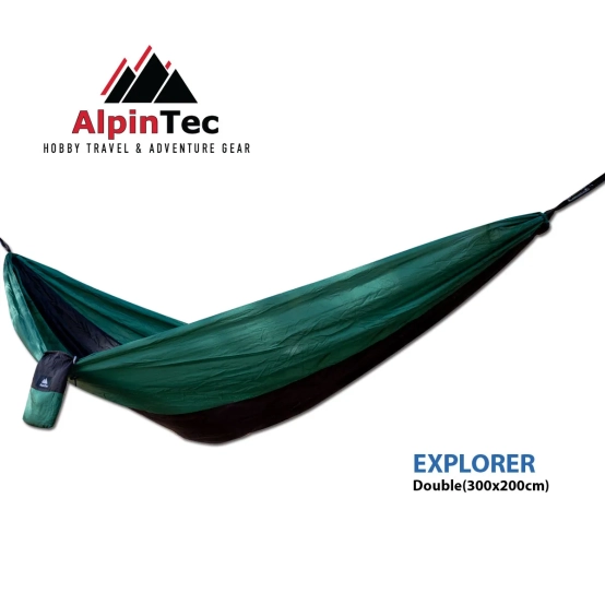 AlpinTec Explorer 300×200 – Double Parachute Hammock with Straps & Carabiners (200 kg)