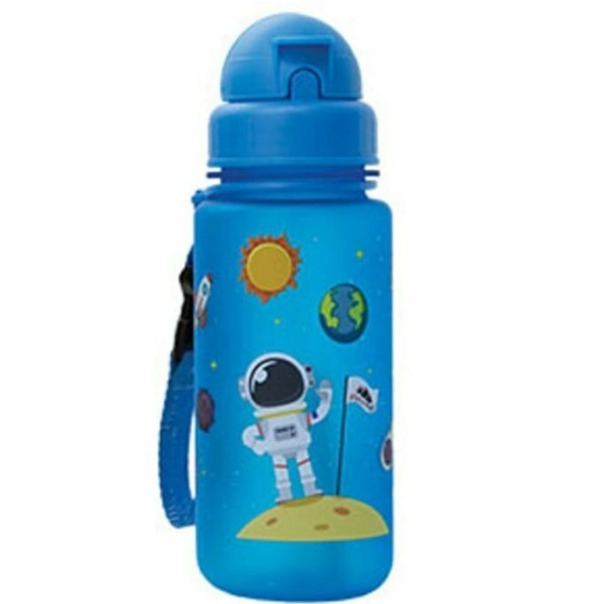 AlpinTec Tritan Kid 400 ml Blue Space – BPA Free Kids Bottle with Straw & Wrist Strap