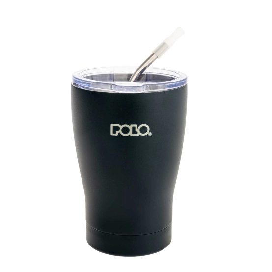 Polo Coffee Mud 350 ml – Vacuum‑Insulated Double‑Wall Cup with Straw