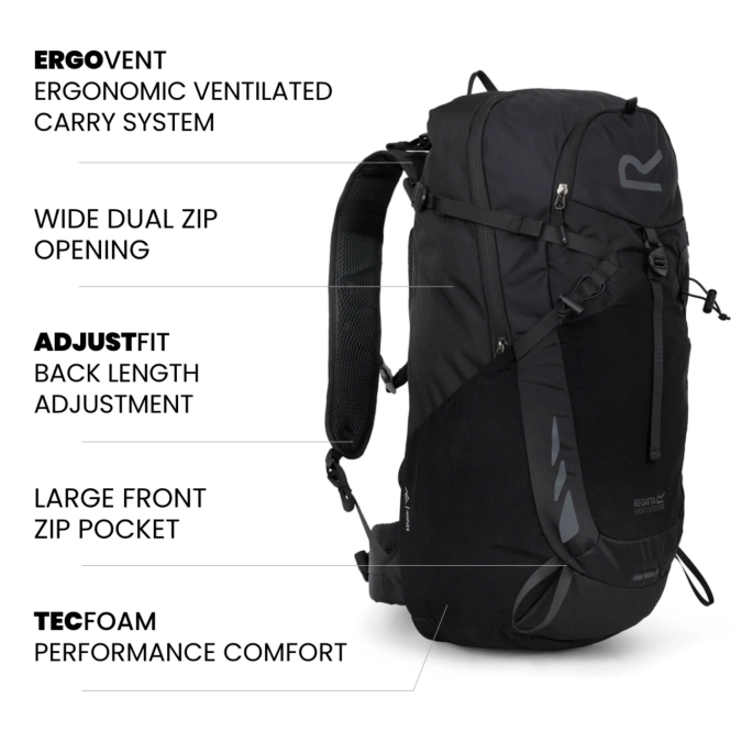 Regatta Blackfell IV Backpack 35L Black – Ripstop