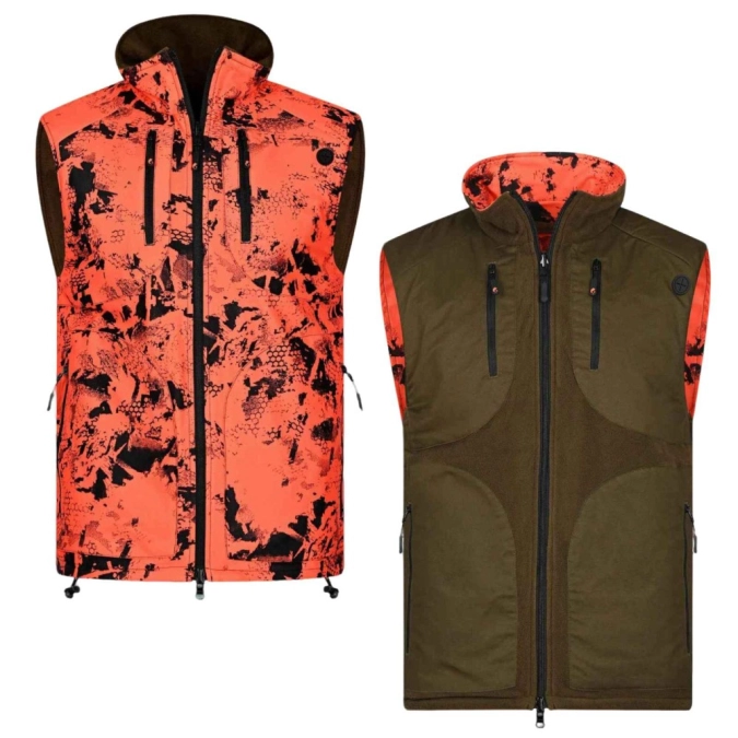 Chameleon Damaran Olive/HV Reversible Fleece Vest – Windblock & Teflon™ Technical Hunting Vest