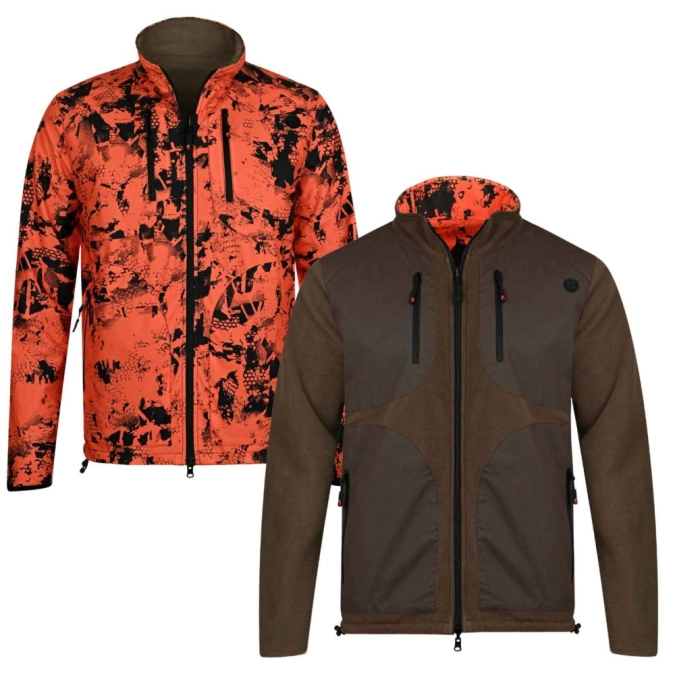 Chameleon Damaran Brown/Hi‑Vis Reversible Fleece Jacket – Windblock & Teflon™ Technical Hunting Jacket